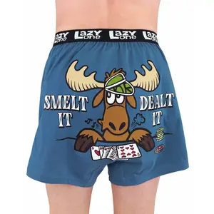 LazyOne | Smelt It Dealt It Men's Funny Moose Boxer - Funny Animal Boxers, Novelty Boxer Shorts, Gag Gifts for Men, Humorous Underwear for Men Comfy Cotton