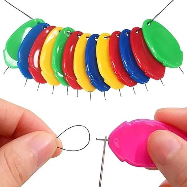 Needle Threaders, Needle Threader Tool, Needle Threaders for Hand Sewing with Clear Box, Simple Needle Threader Great for Needle Work, Sewing Machine, Embroidery, Cross-Stitch, 5 Colors Random