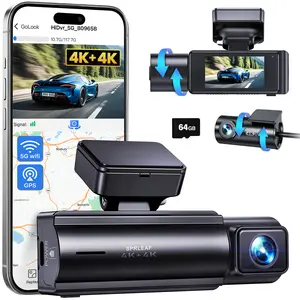 4K+4K Dash Cam Front and Rear, Free 64GB Card Included, 5.8GHz WiFi Dash Camera for Cars, Built-in GPS, G-Sensor, 170°Wide Angle, 3" IPS Screen, 24H Parking Mode, Support 512GB Max
