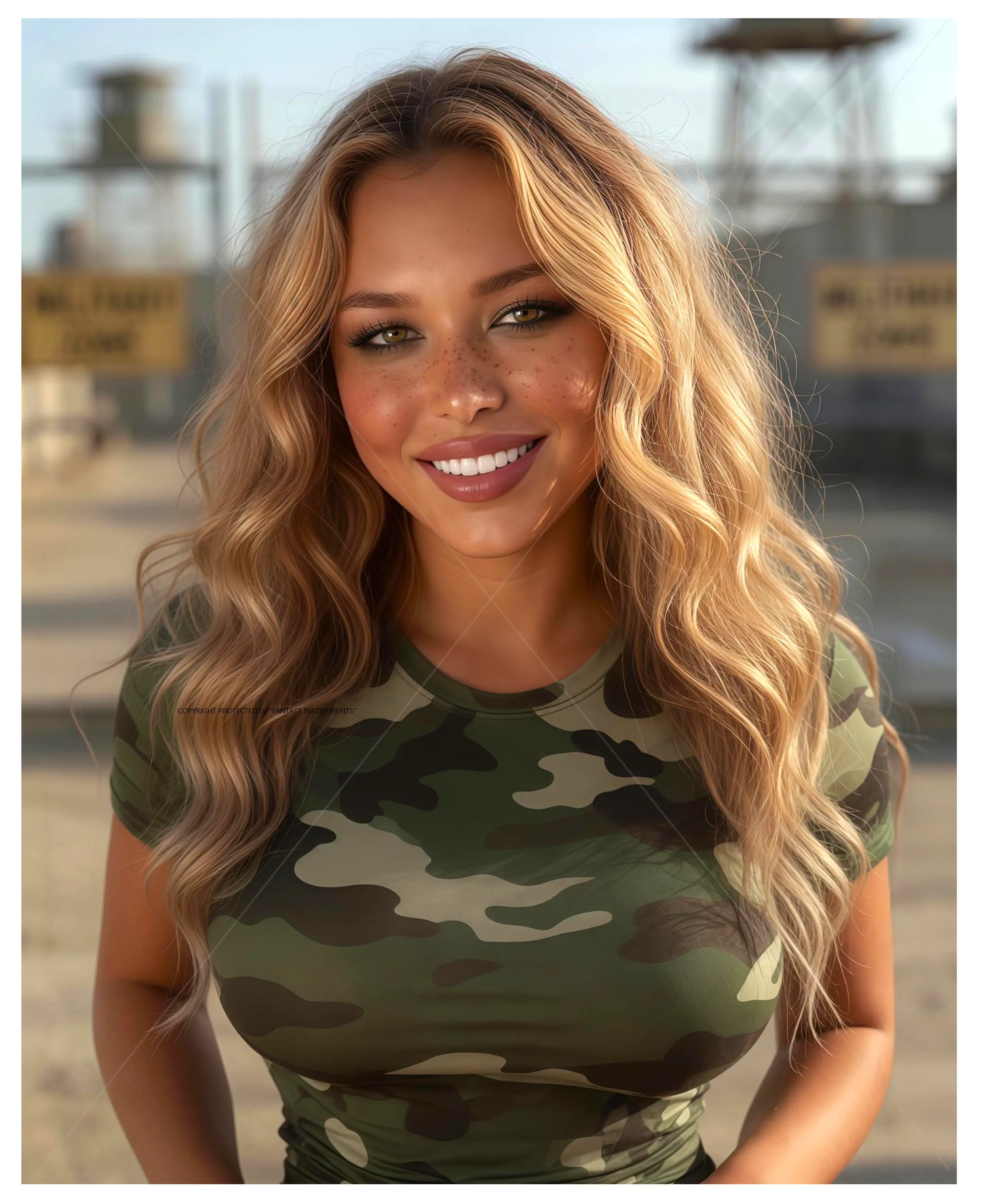 8x10 Photo Art Print Photograph Semi-Gloss Blonde Woman Portrait Army Girl Artwork Picture #95660