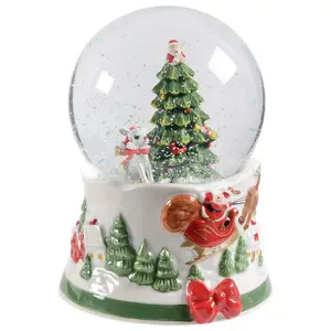 Snow Globe Christmas Tree with Santa Claus and Reindeer Design for Festive Decorations
