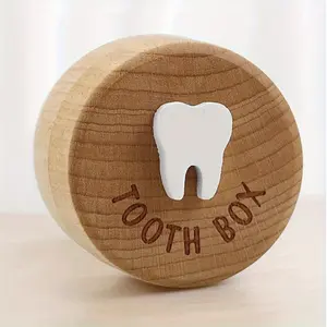1pc Tooth Fairy Box, Tooth Fairy Keepsake Box, 3D Carved Wooden Box, Souvenir, Cute Tooth Holder, Decoration Items