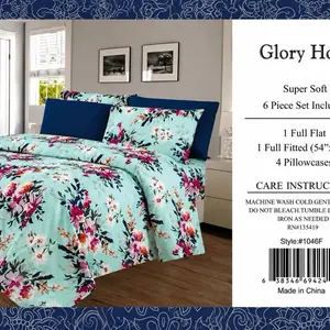 6-Pcs bed sheet Queen size 4 Pillowcases