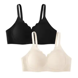 HSIA Elle Bundle 2 Pack AllDay Comfort Wireless Buttery Soft Jelly Seamless No Underwire Full Coverage Supportive T-shirt Bra Everyday Bra