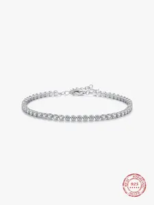 925 Sterling Silver Fashion Artificial Zircon Tennis Bracelet, Fashion Jewelry for Party, Daily Clothing Decor, Trendy All-match & Exquisite Jewelry for Birthday Gift with Box