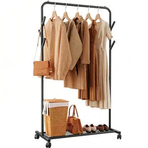 Freestanding Coat Rack Stand, Clothes Hanger Organizer for Entryway, Bedroom, Black