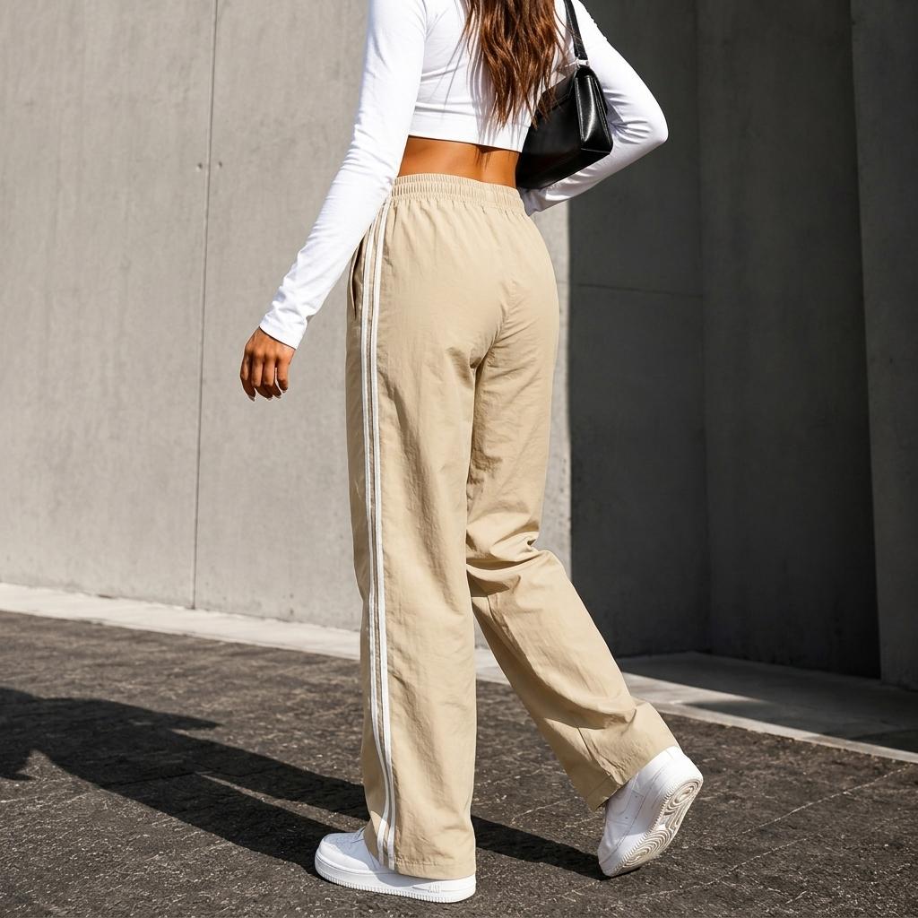Women’s summer lightweight loose sports pants with multiple pockets — adjustable drawstring waistband, non-stretch fabric, machine washable; lightweight, skin-friendly feel with a smooth touch; suitable for indoor workouts and outdoor activities in summer