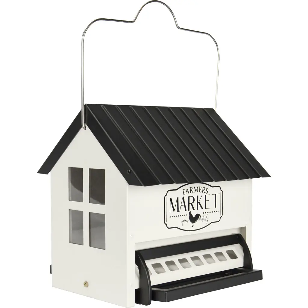 Natures Way SPHOP-1 Metal Squirrel Shield Hopper Feeder - White, 5.5 qt, Bird Protection Shielded Farm Animal Feeding Tool
