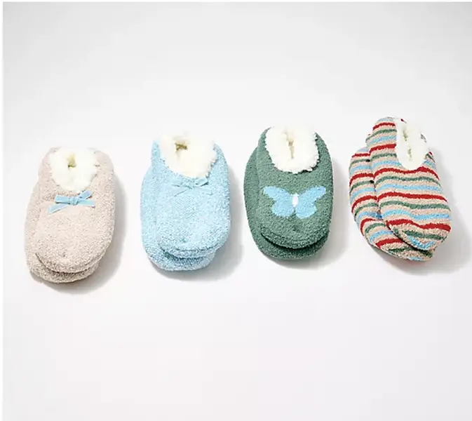 MUK LUKS Set of 4 Aloe Infused Ballerina Slipper Socks