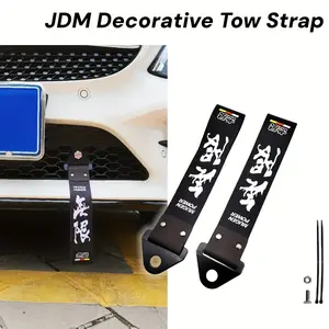 1 Piece Brand New JDM Slogan Style Suitable for MUGEN POWER Decorative Tow Strap Universal Anime Graffiti Racing Tow Rope Car Tow Strap Bumper Tow Strap