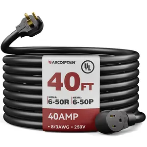 ARCCAPTAIN 8 AWG Extension Welder Cord 40Amp Heavy Duty Welding Cord ARCCAPTAIN 8 AWG Extension Welder Cord 40Amp Heavy Duty Welding Cord