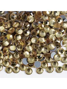 Thermosetting water drill loose, transparent yellow rubber bottomed flat bottomed glass water drill used for crafts, clothing, DIY decoration, SS6-SS30，2.0-6.4mm