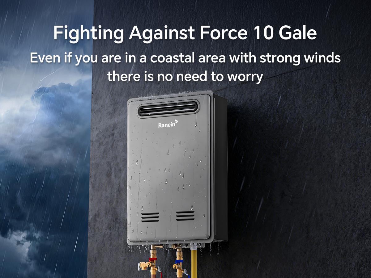 Ranein Natural Gas Tankless Water Heater, Outdoor Max 5.3 GPM, 130,000 BTU Instant Hot Water Heater