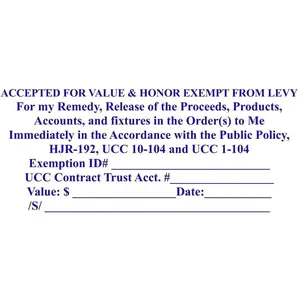 Accepted for Value & Honor Exempt from Levy Self Inking Stamp - Trodat 4926
