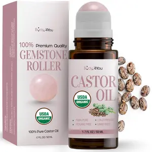 Castor Oil Roll On - USDA Organic 50ml Essential Oil for Healthcare & Fitness