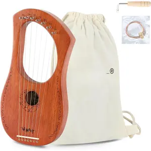 Lyre Harp  Lyre Harp 7 Strings Mahogany  Metal String for Beginner Harps Classical Style Harp Instrument with Tuning Wrench Strings Gig Bag ()