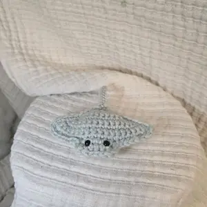 Handcrafted Crochet Stingray Collectable - Adorable Gray Stingray with Black Eyes for Decor & Collecting