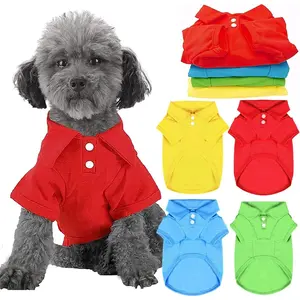 4 Pieces Dog Shirts Collared Polo T-Shirts for Small Medium Dogs Cats Boy Girl Dog Clothes Breathable Doggy Sweatshirt Puppy Kitten Small Breeds Pet Outfits Apparel Tops
