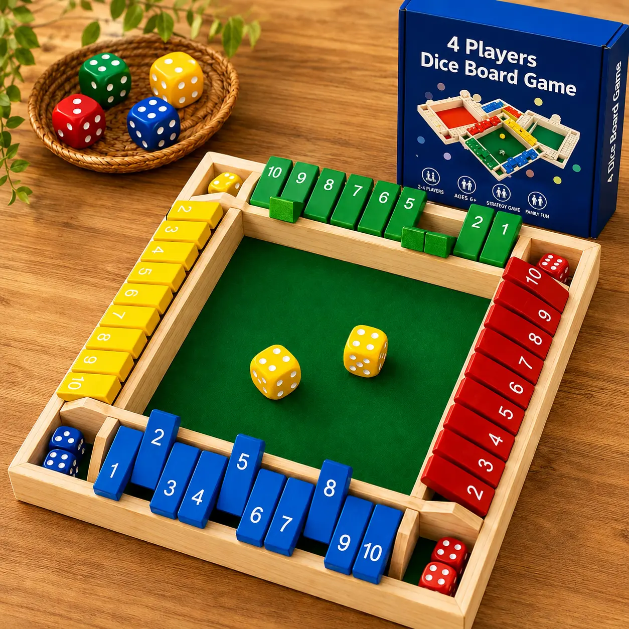 Shut The Box Wooden Board Game for 2-4 Players | Classic Family Dice Game | Educational Math & Strategy Game for Kids & Adults | Montessori Learning Toy | Travel-Friendly Tabletop Party Game | Fun Family Game Night Gift