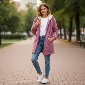 Women's Thickened Fleece-Lined Hooded Sweatshirt Cardigan - Winter Warm Cozy Jacket with Soft Fleece Interior, Trendy Oversized Top for Casual Outfits, Perfect for Cold Weather Daily Wear and Outdoor Activities（gift）