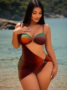 Briza｜New Summer Women's Beachwear Set: Tank Top And Bikini Set With A Deep V-Neck For A Sexy Look. Made Of Highly Elastic And Comfortable Fabric, Perfect For Casual Outings, Beach Vacations, Pool Parties, And More.
