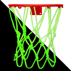 Nightlight Mini Basketball Net Basketball Hoop Net 8 Loop Replacement Portable Nylon Glow in The Dark Basket Ball Mesh for  Outdoor Sun  Hoop  Gifts 8-10.25 Inch Rims