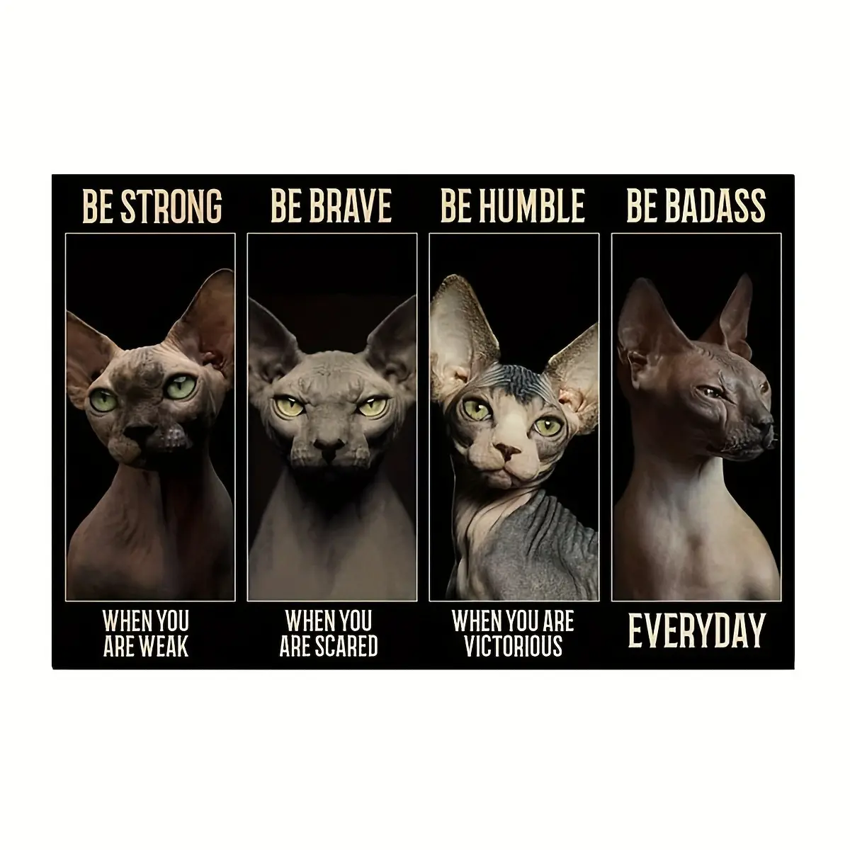 Artistic Iron Sphynx Cat 'Be Badass' Vintage Wall Sign - 8x12 in Retro Home Decor, Indoor Wall Art - Ideal Gift for Cat Lovers (Bathroom, Gym Use), Decoration, Metal