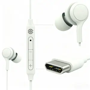 LensGuard Type C Earphone with Mic and Volume Control，Wired Ear Buds with Built-in Remote to Control Music, Phone Calls, and Volume，Bass Stereo Noise Audio Cable