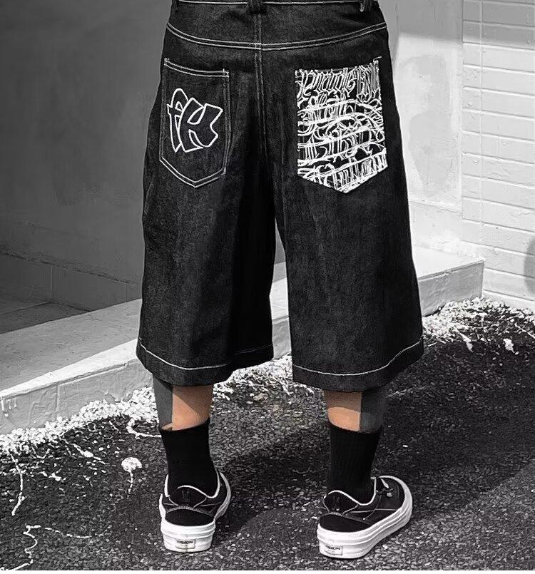 Mens Loose-Fit Summer Denim Shorts In The American West Coast Style