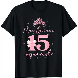 15 Year Old Coquette Bow Mis Quince Squad Quinceanera Bday T-Shirt