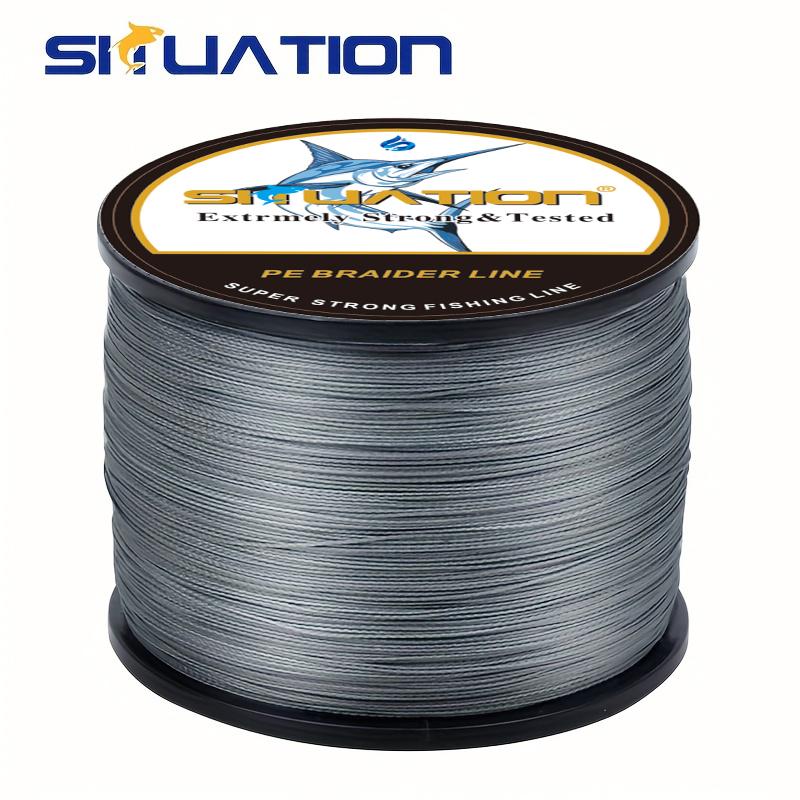 SIIUATIONA 300M/328YDS 500M/546YDS super strong fishing line, 4-strand multi thread PE wear-resistant braided line, 12 25 40 60 80 100 LB smooth long casting 100% Pe black braided fishing line, incredible super line zero stretch