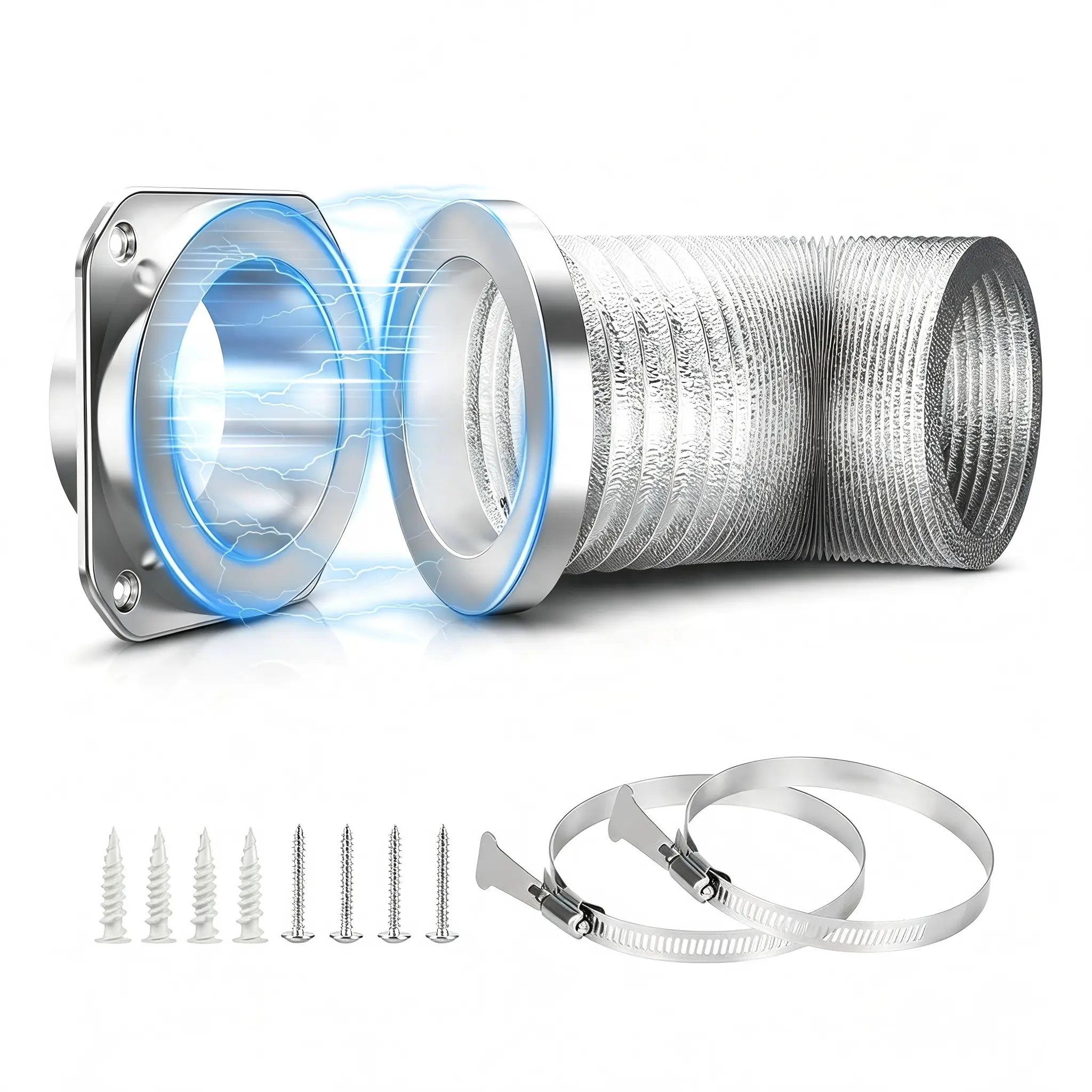 Magnetic Dryer Vent Connector Kit DV180, 4 Inch Dryer Vent Hose with Magnetic Coupling & Aluminum Duct, Leak-Resistant Heat-Resistant Flexible Vent Hose, Easy to Install & Clean, Compatible with Most Dryers