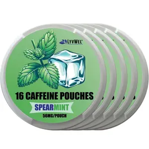 Lyvwel 5 Pack Mint 16 Pouches - 56mg Caffeine per Pouch, Natural Beverage Flavor Energy Drink, Pre-Workout Energy Electrolytes