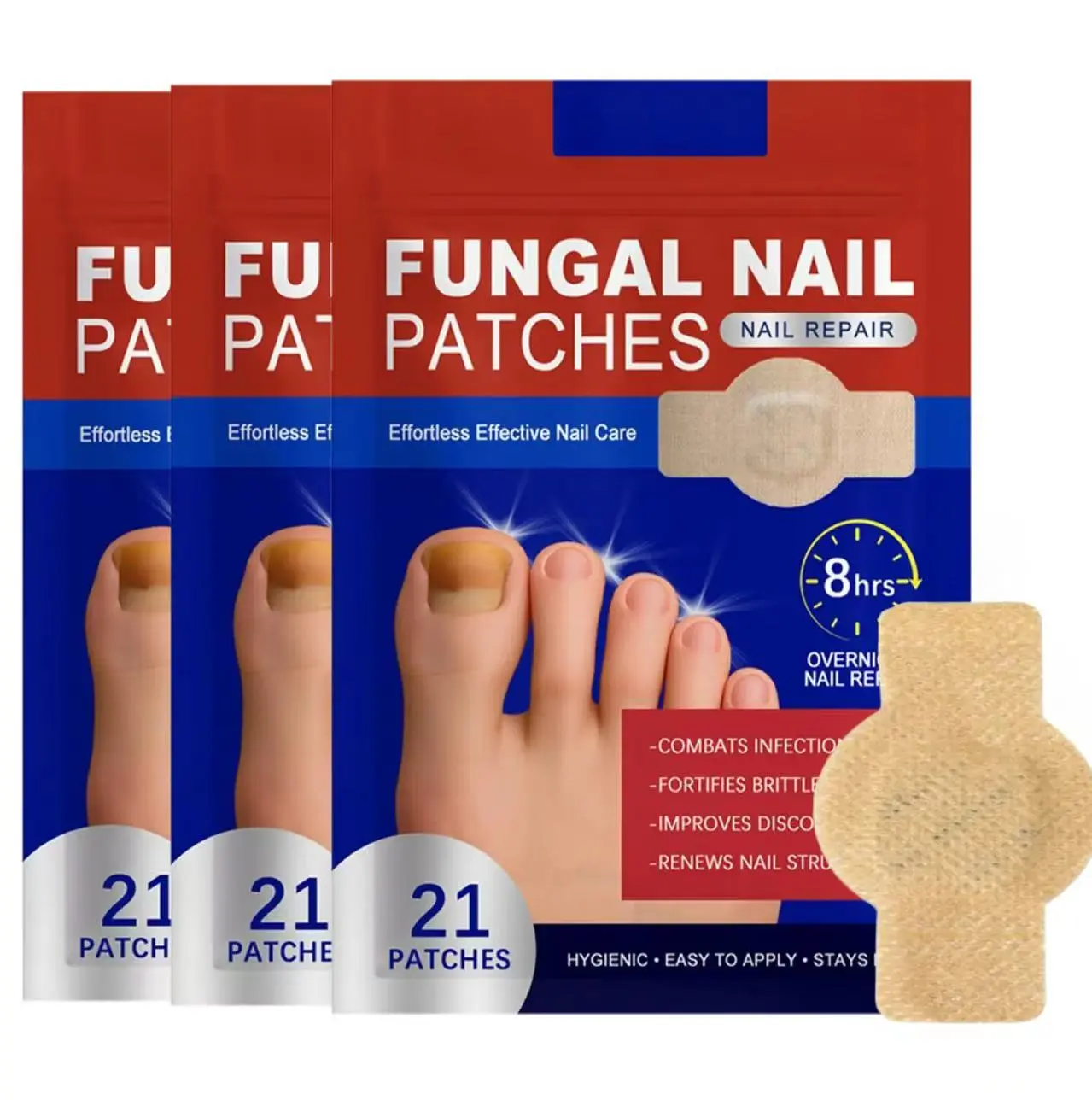21 Count/bag Nail Health Care Patches,Toenail Fungus Treatment Extra Strength,Nighttime Nail Repair for Damaged,Fungal Nail Patches,Discolored Nails,Nail Health Care Patches,Suitable for Solving Fungal Nails and Other Nail Problems.