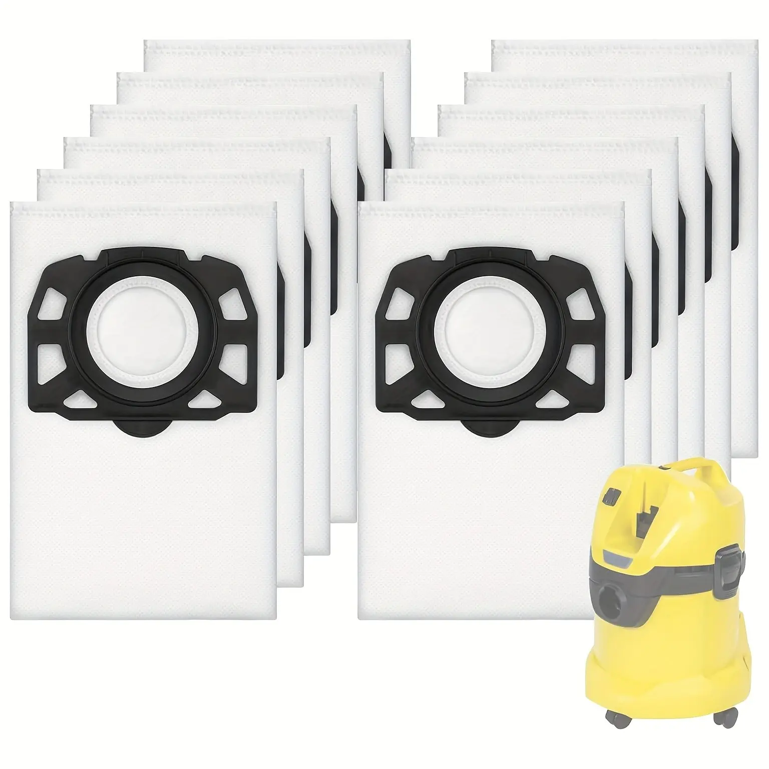 12-Pack Karcher Wd3 Vacuum Bags, Replacement Parts Compatible with Wd2 Plus/wd3/kwd1/kwd2/kwd3/se 4001/se 4002/wd3.200-Wd3.800m, Original Replacement Filters