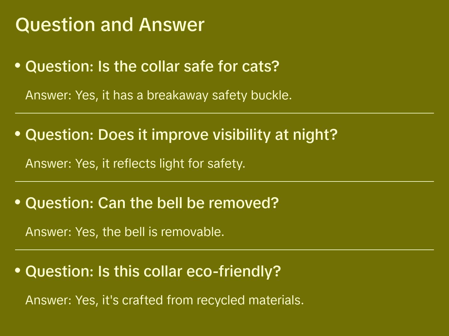 Reflective Cat Collar with Safety Buckle and Removable Bell Cat Collar Kitten Collar Green Cat Collar