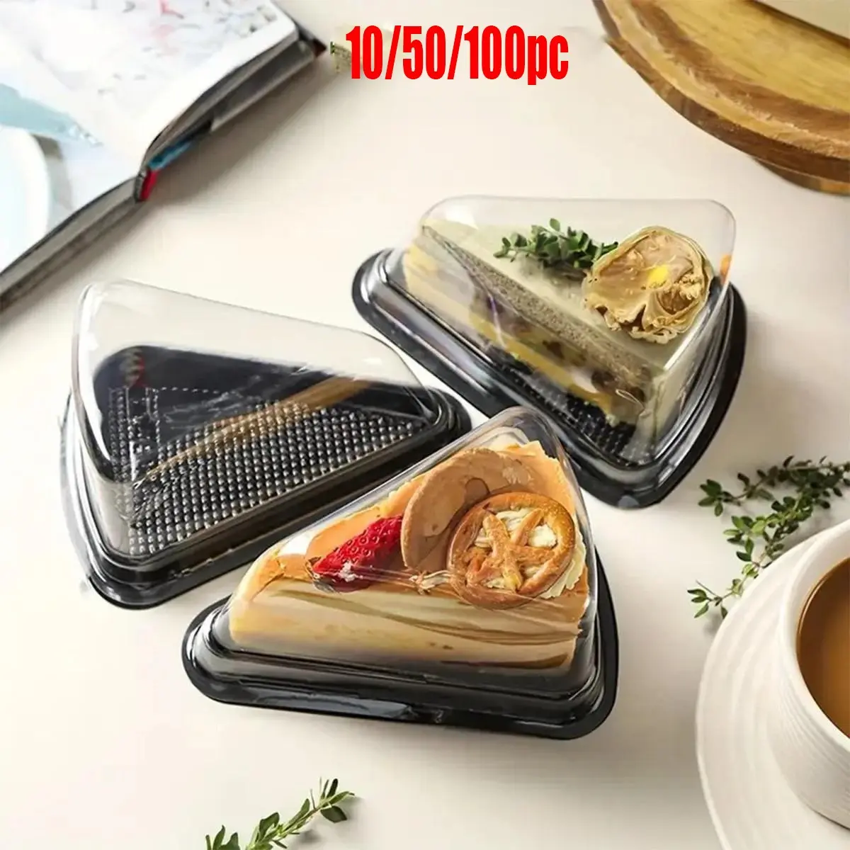 Triangle Cake Slice Box with Transparent Lid, Ideal for Birthdays and Weddings, Essential for Cheese Cakes and Baking, Perfect for Home and Business Use, Baking Accessories