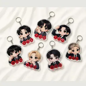 Acrylic keychain featuring chibi Kpop idols, cute Kpop idol keychains, gifts for ARMYs, concert gifts, bag accessories, cartoon-style keychains