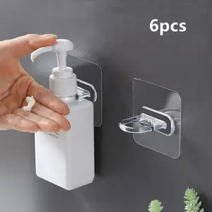 6Pcs Wall-Mounted Multifunctional Round Hooks Free Punching Seamless Paste Storage Rack Kitchen Bathroom Household Ring Hanger Self Adhesive Hooks