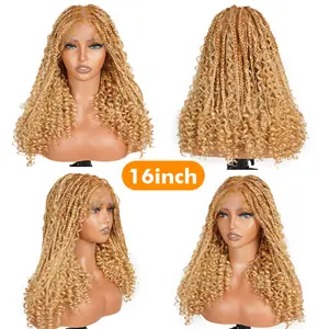 SuperNova #T274/614 16 Inch Full Lace Bohemian Box Braided Wig – Luxurious Synthetic Fiber with Knotless Braids, Offering a Natural and Comfortable Fit. High-Quality Craftsmanship for a Gorgeous Look, Versatile for Any Occasion.