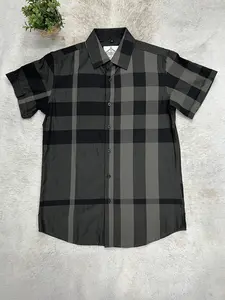 Men's Shirt Short Sleeve Checkers Black-Dark Olive