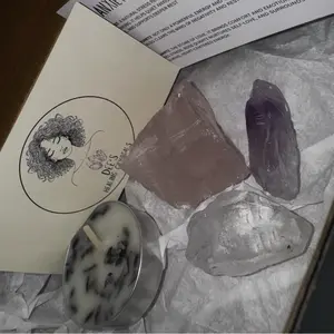 Healing Crystal Kit for Anxiety featuring Amethyst Clear Quartz & Rose Quartz Ideal for Stress Relief and Emotional Balance