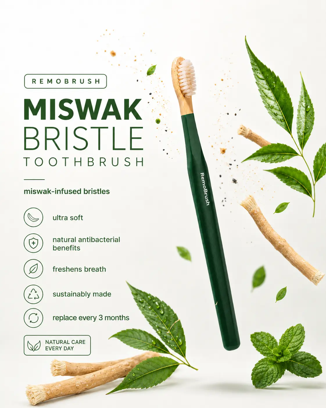 RemoBrush – Miswak Bristles Bamboo Toothbrush