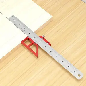 Woodworking Scribe Center Finder Line Drawing Ruler, Woodworking Square Protractor, Measuring Ruler, 45/90 Degree Angle Scribing Marking Gauge, Carpentry Multifunctional Tool