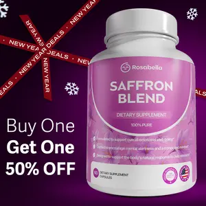 Rosabella Saffron Supplement [88mg] for Mental Clarity, Digestion, Positive Mood & Blue Light Eye Health - Vegan