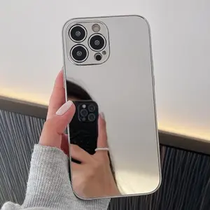 iPhone Anti-Shock Protective Case, Plated Hard Back Cover, Gold Silver Mirror, for iPhone 16, 15, 1, 13, 12, 11 Pro Max, X, XR, XS Protection Protector Shockproof Cellphone Smartphone Phonecase Casing stylish phone case promax case