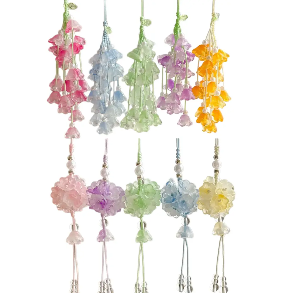 Lily of the Valley Charms, 5Pcs Set - Romantic Pastel Gradient Floral Pendants for Bag, Car, Keychain & Gifting, Daily, Aesthetic Floral, Lightweight, Smooth, Multi-Use, Set 1