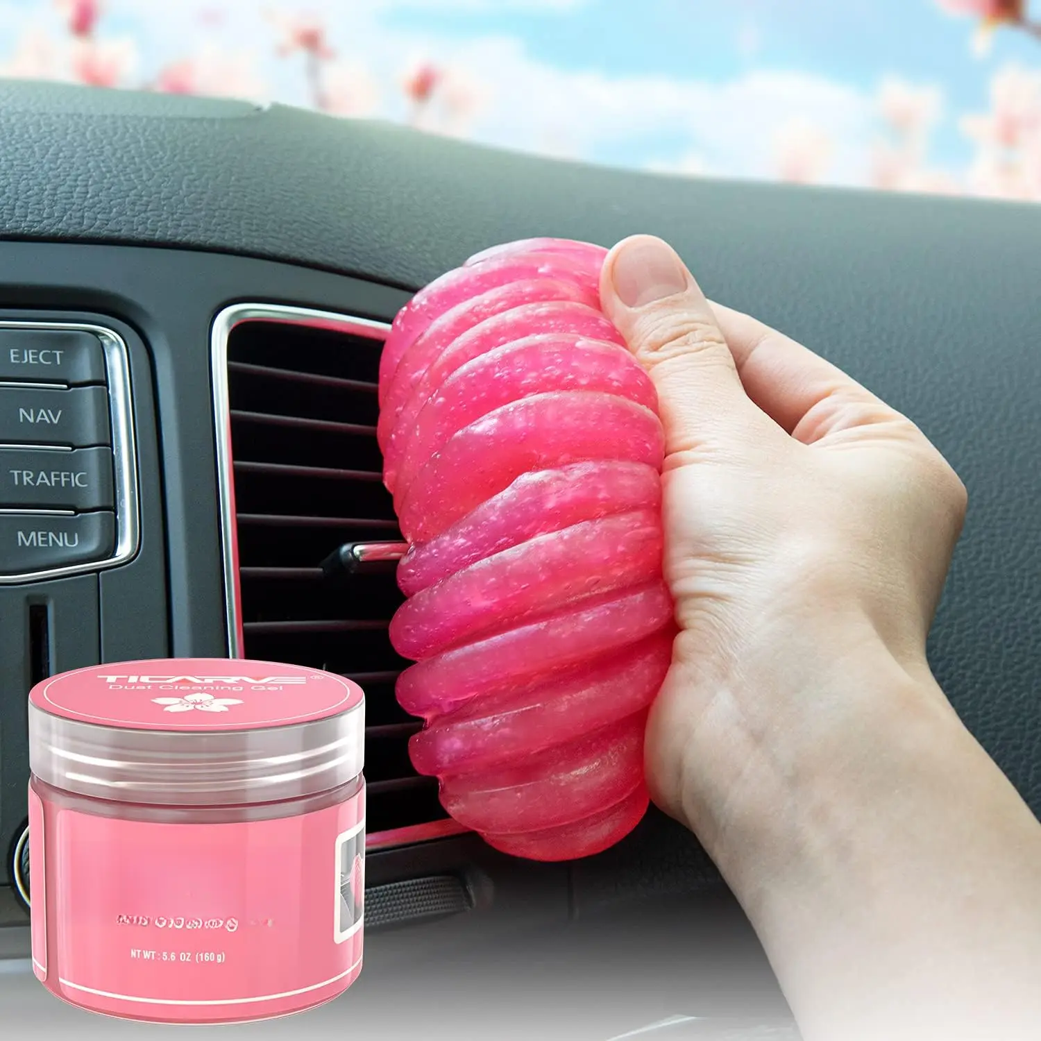 Car Cleaning Kit: Multi-Purpose Slime Detailing Putty, Auto Interior Surface Cleaner, Keyboard-Calculator-TV Remote Accessory, Rose Color, 5.6 oz (160 gr)