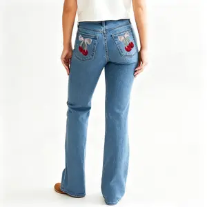 Women's Blue Washed Flare Jeans - Womenswear Women's Bottoms