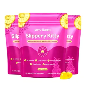 Slippery Feminine Probiotic Moisture Gummies - All in One Solution with Slippery Elm 60 Count Pineapple Flavors Probiotic Gummies for Women’s Vaginal Flora & pH Balance